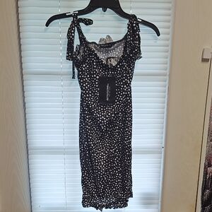 PrettyLittleThing Black and White Polka Dot Mini Dress